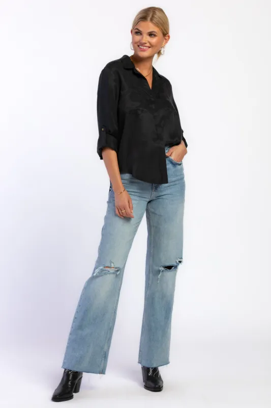 Riley Black Cupro Shirt sold by Velvet Heart