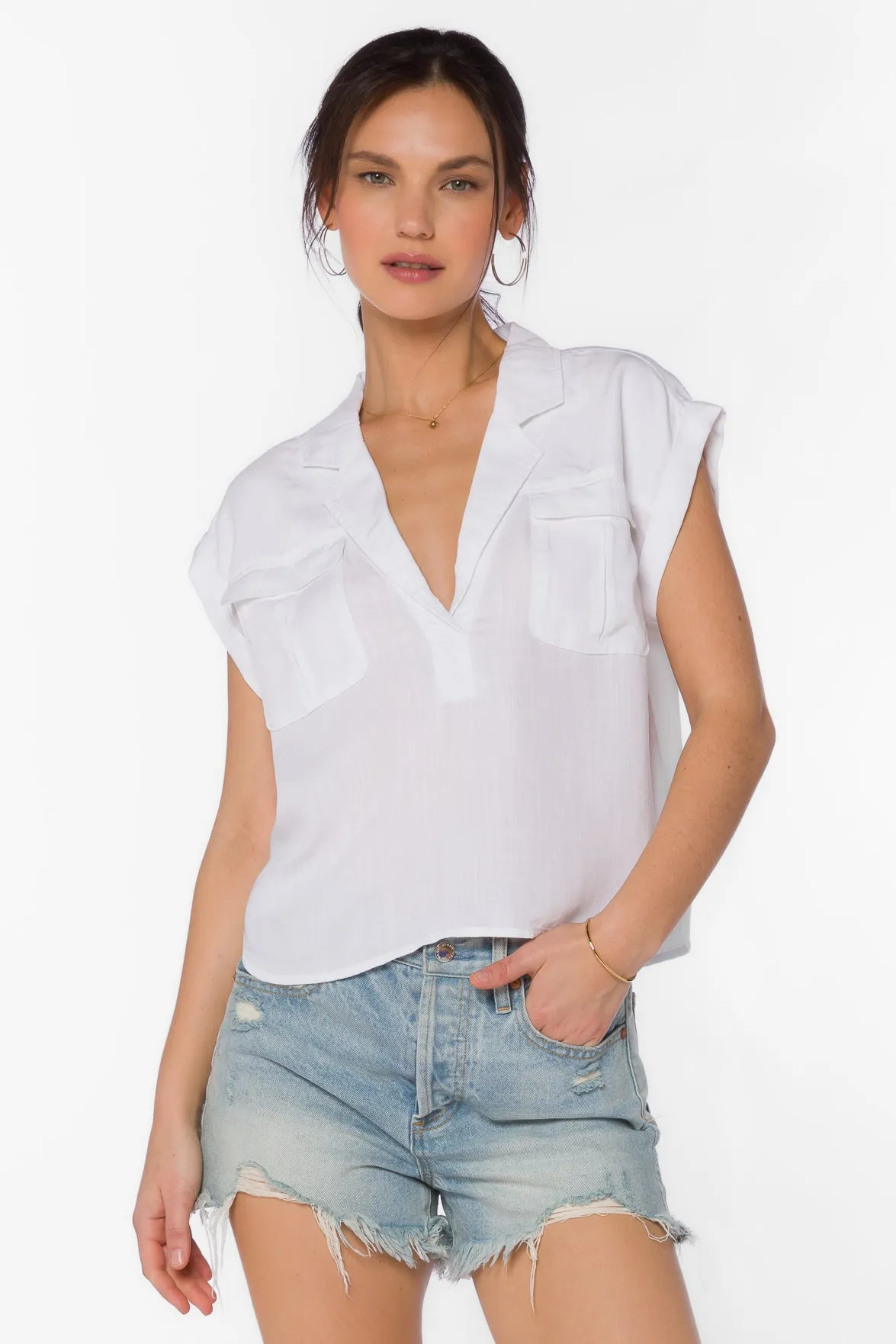 Gavin Optic White Top sold by Velvet Heart