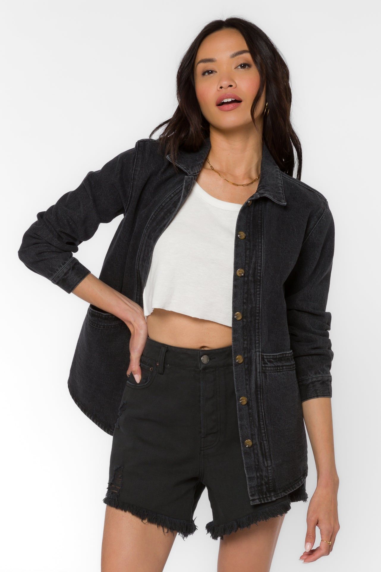 Astrid Black Denim Jacket sold by Velvet Heart