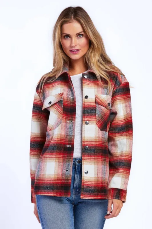 Sheryl Red Plaid Shacket sold by Velvet Heart