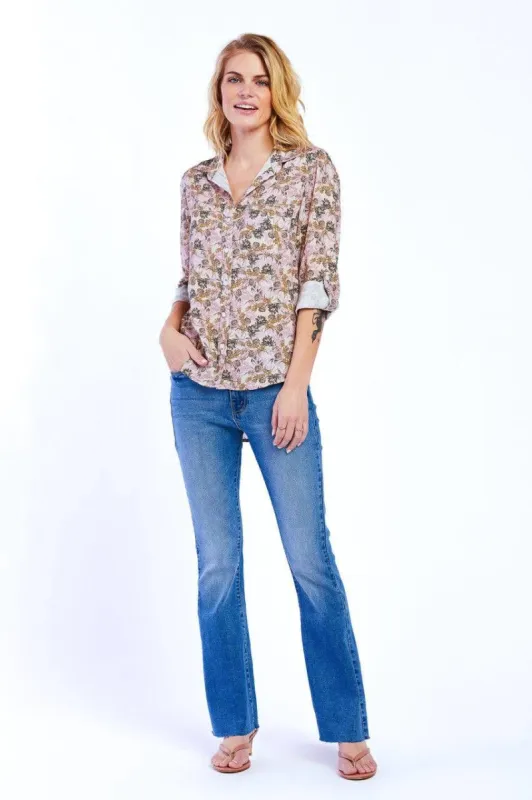 Elisa Beige Floral Shirt sold by Velvet Heart