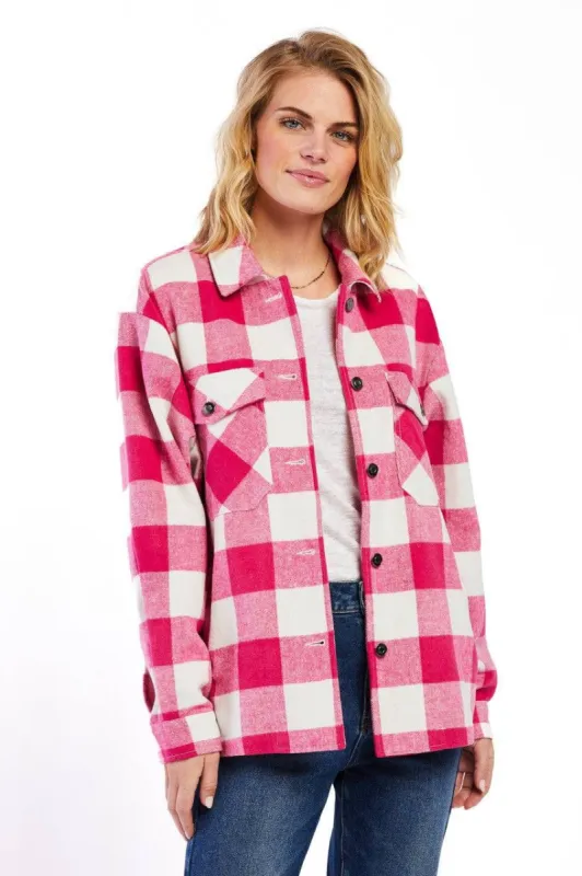 Sheryl Pink Check Shacket sold by Velvet Heart