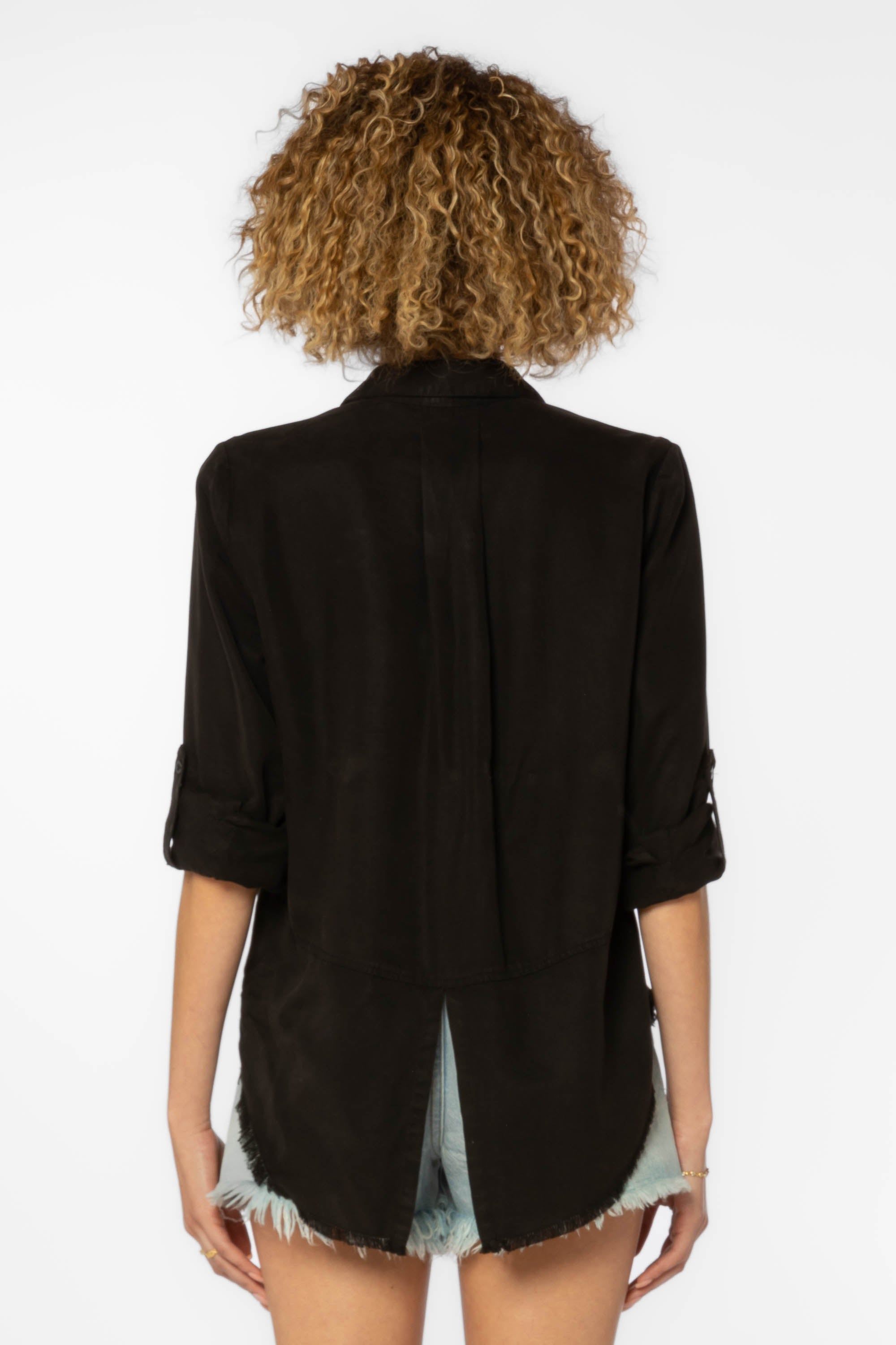 Riley Frayed Hem Button Down Shirt Black sold by Velvet Heart product image thumbnail 4