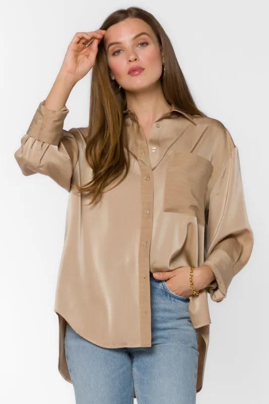 Sutton Taupe Stripe Shirt sold by Velvet Heart
