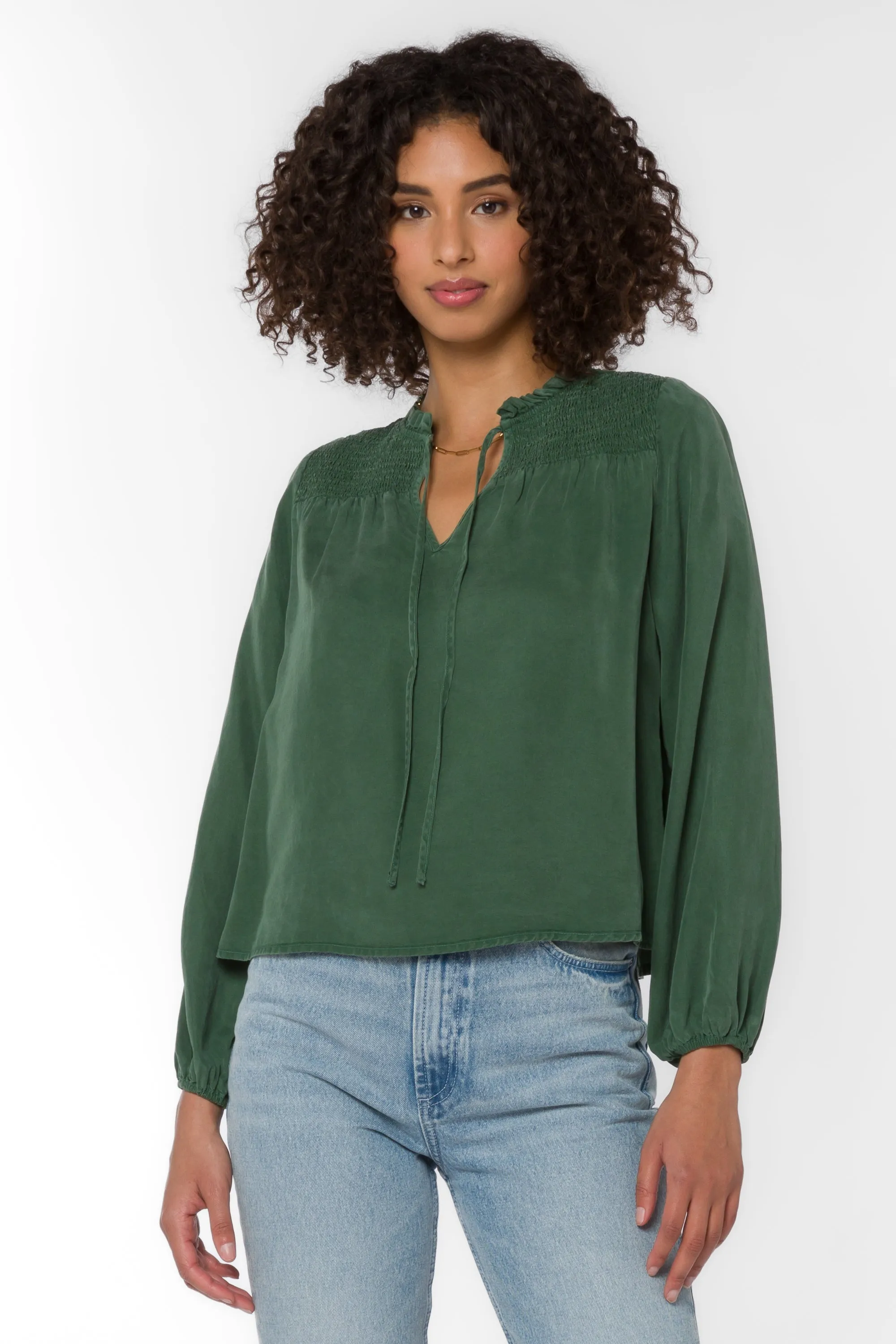Penelope Dark Green Blouse sold by Velvet Heart