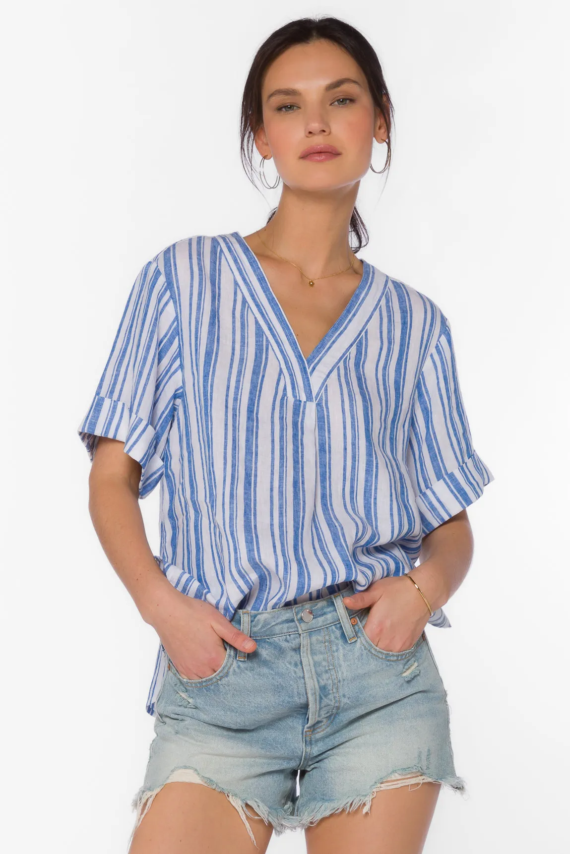 Kyro Blue Stripe Blouse sold by Velvet Heart