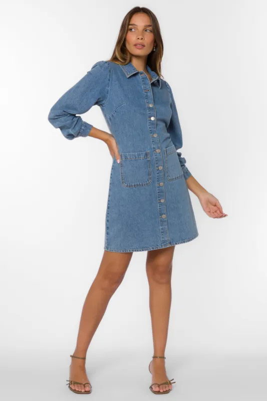 Sonja Blue Havana Dress sold by Velvet Heart