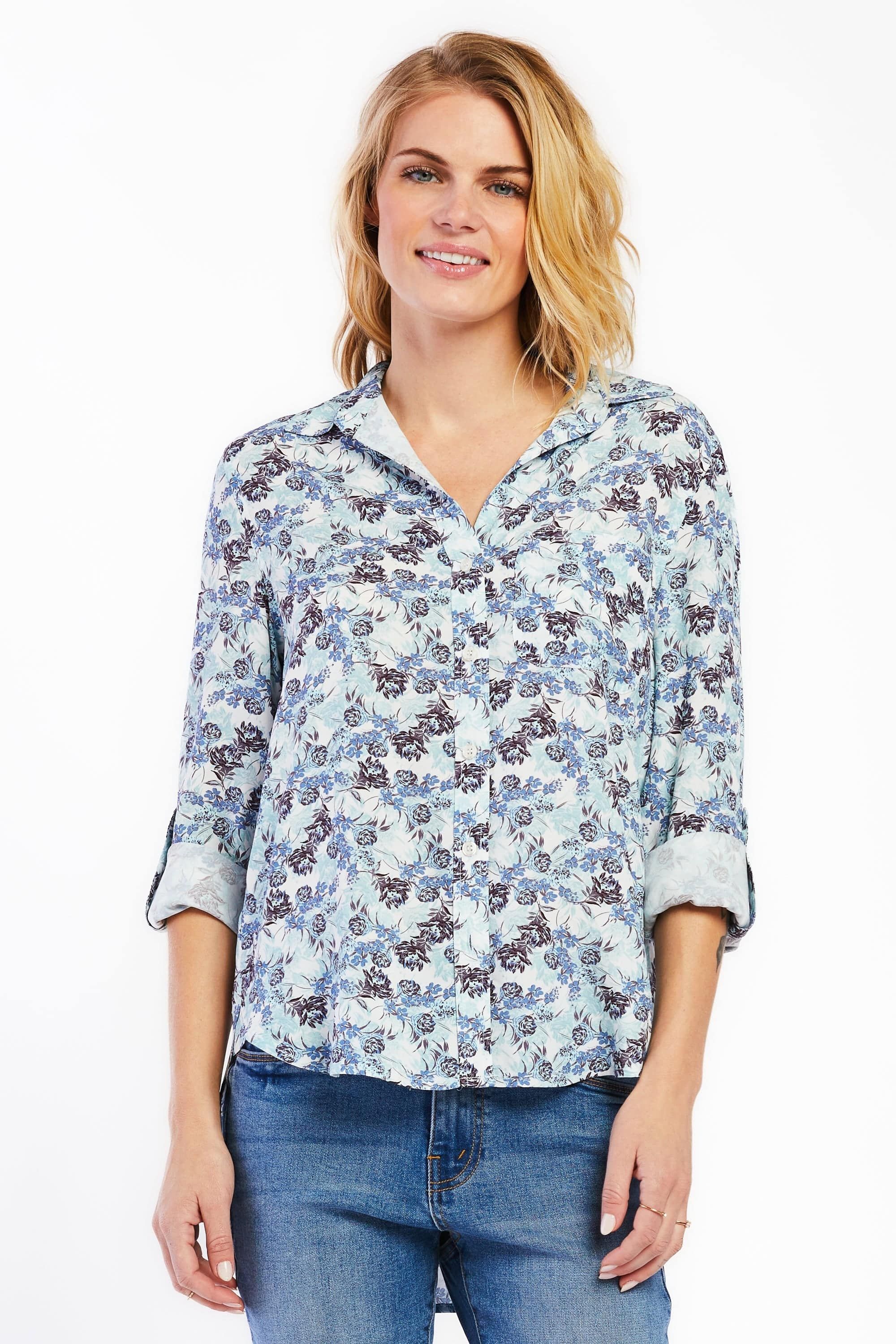 Elisa Blue Floral Shirt sold by Velvet Heart product image thumbnail 3