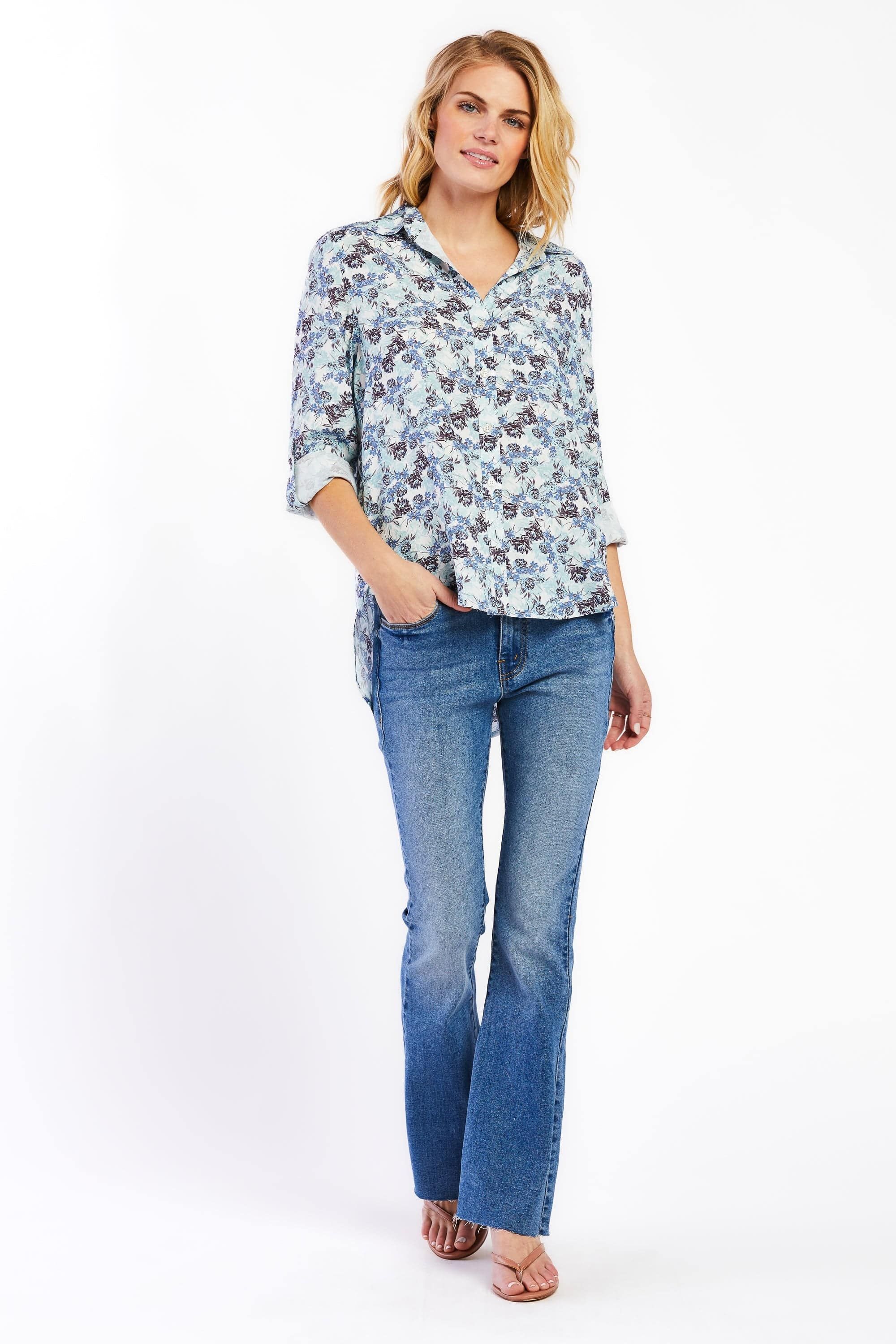 Elisa Blue Floral Shirt sold by Velvet Heart