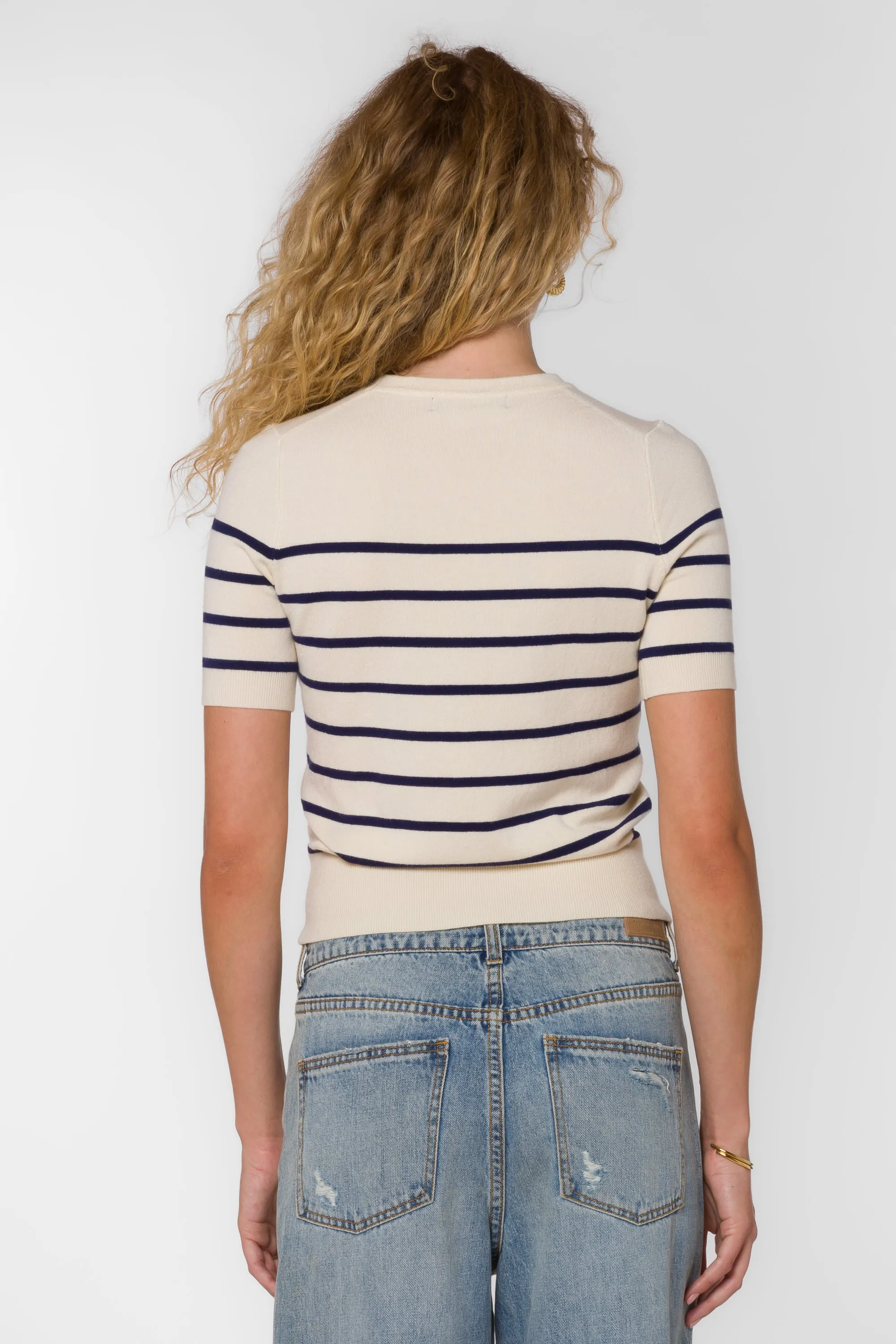 Cameron Ivory Blue Stripe Top sold by Velvet Heart product image thumbnail 4
