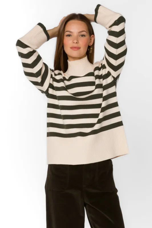 Caden Ivory Pine Stripe Sweater sold by Velvet Heart