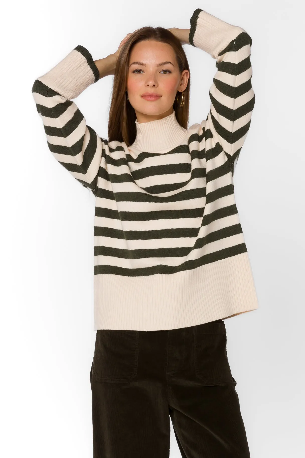 Caden Ivory Pine Stripe Sweater sold by Velvet Heart