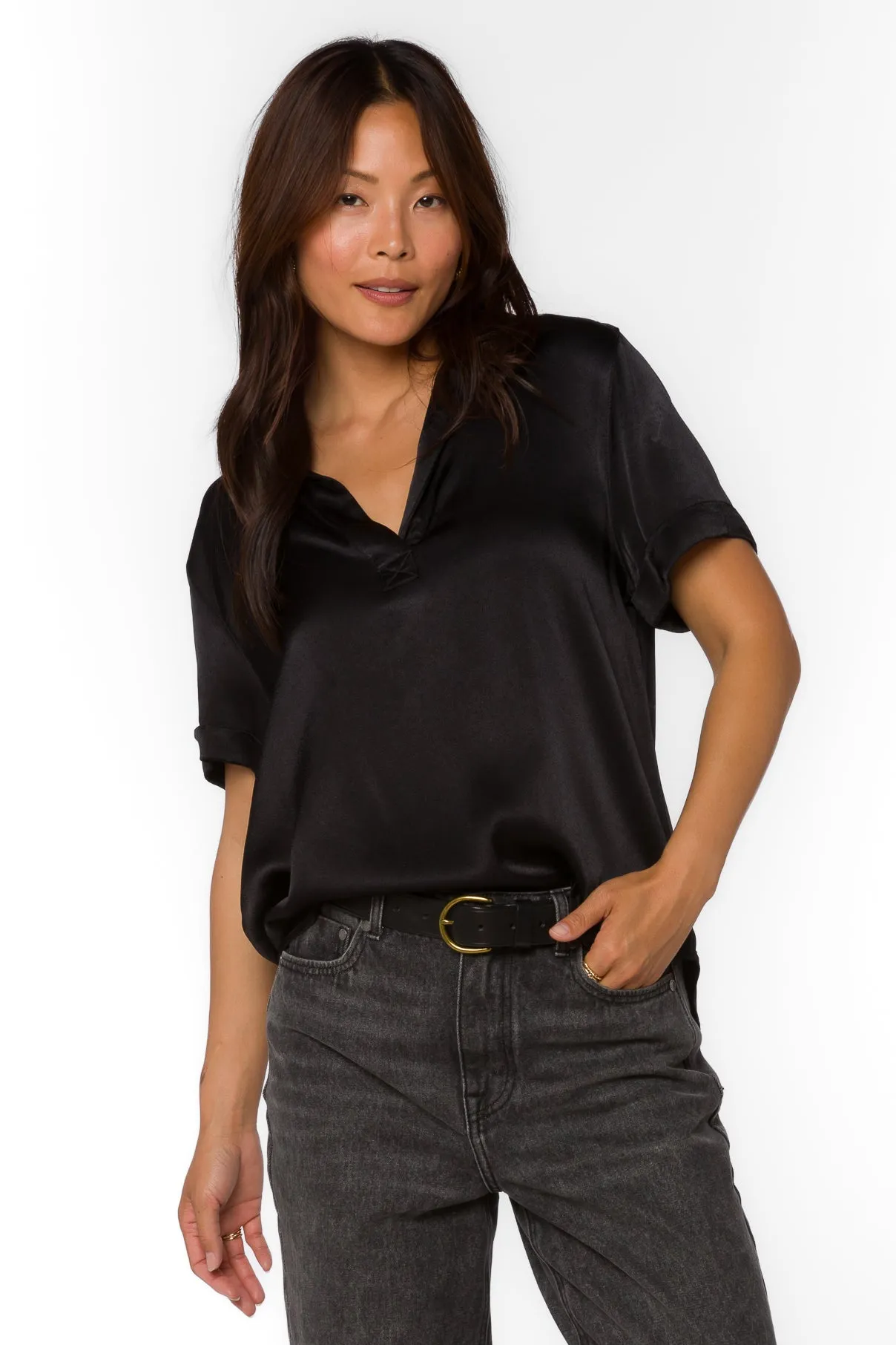 Lena Black Blouse sold by Velvet Heart