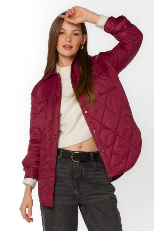 Bella Wine Puffer Jacket sold by Velvet Heart