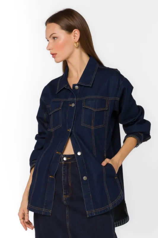 Pilar Deep Blue Indigo Jacket sold by Velvet Heart