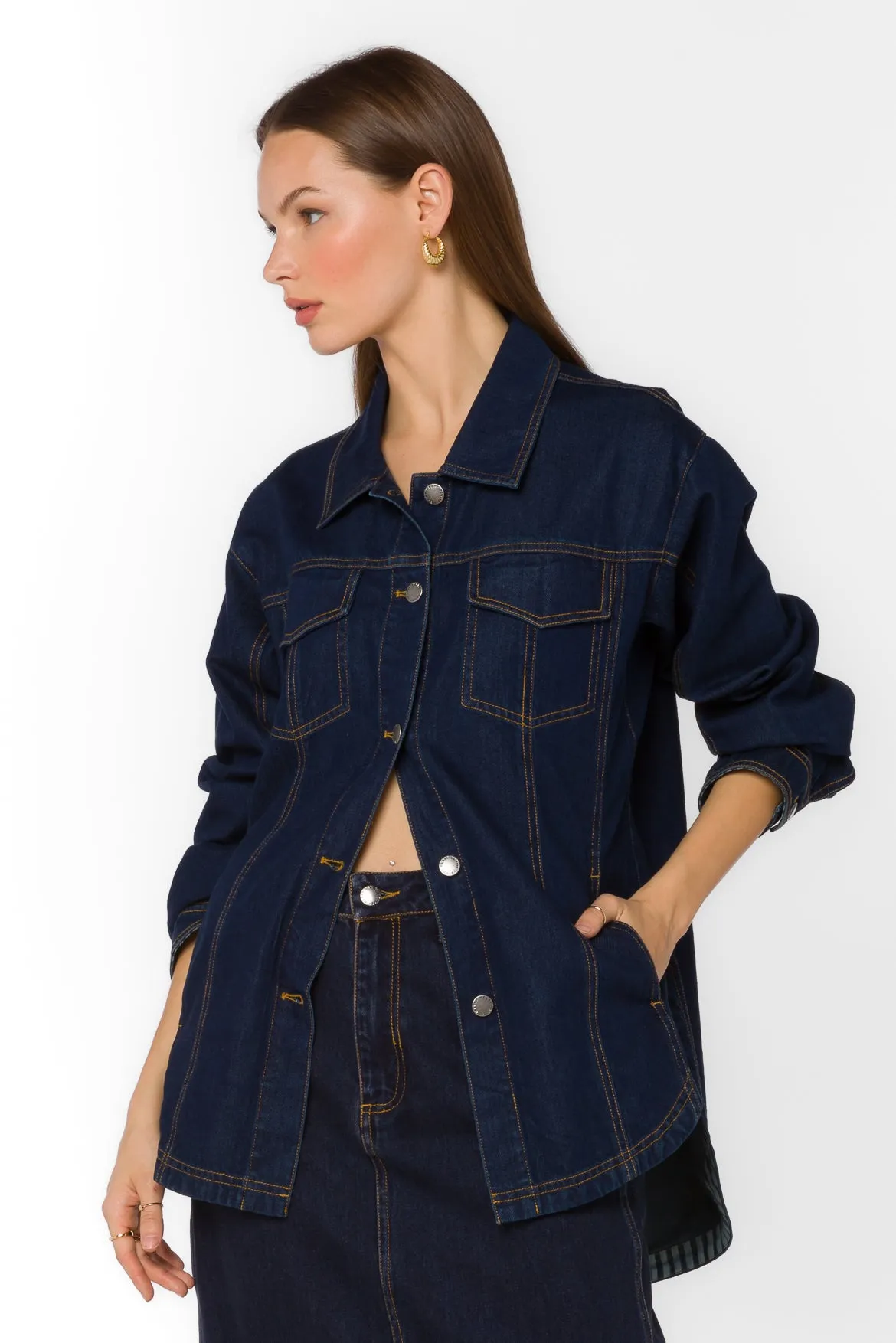 Pilar Deep Blue Indigo Jacket sold by Velvet Heart