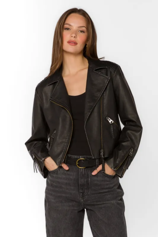 Kenwood Black Vegan Leather Jacket sold by Velvet Heart
