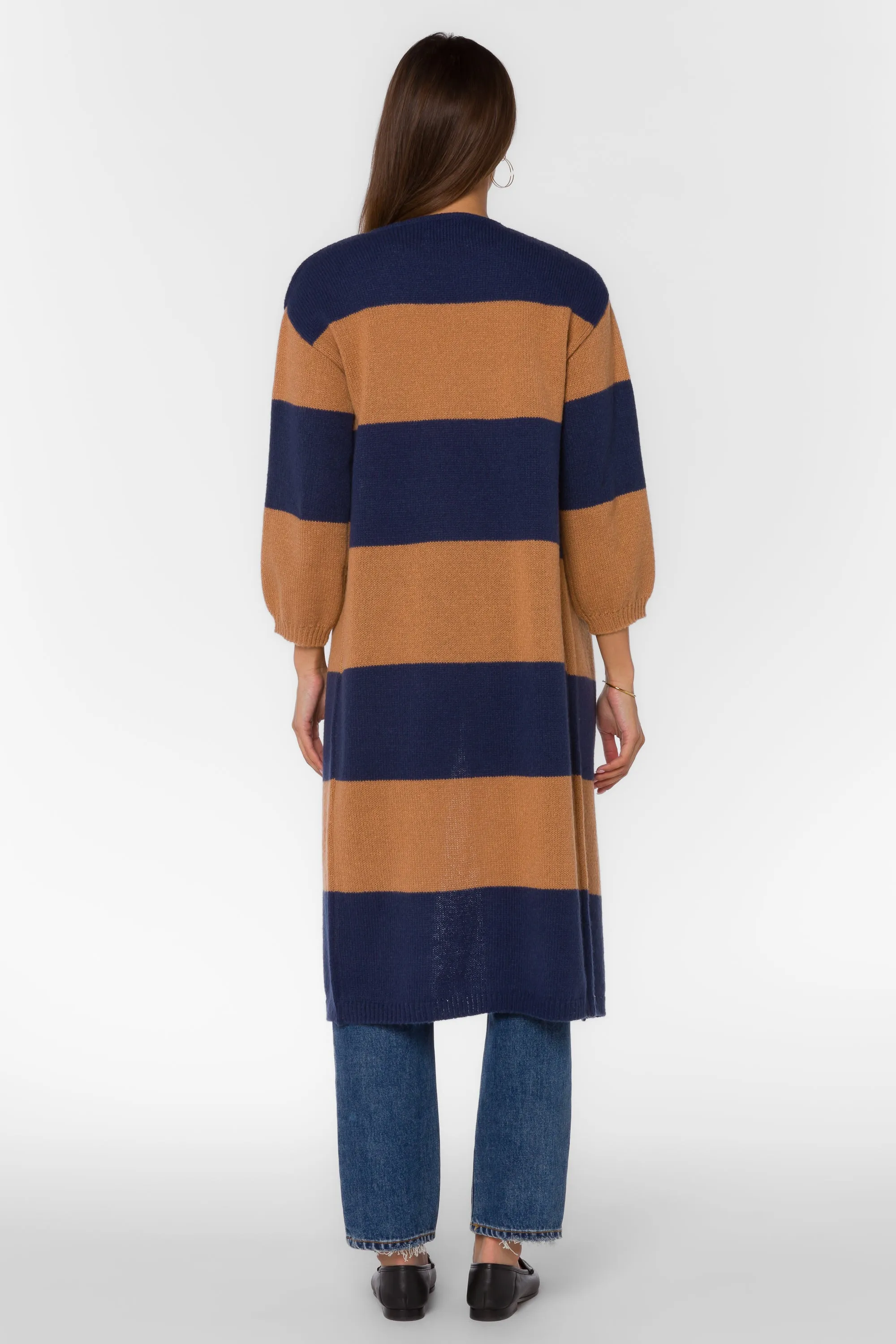 Amina Navy Brown Stripe Cardigan sold by Velvet Heart product image thumbnail 3
