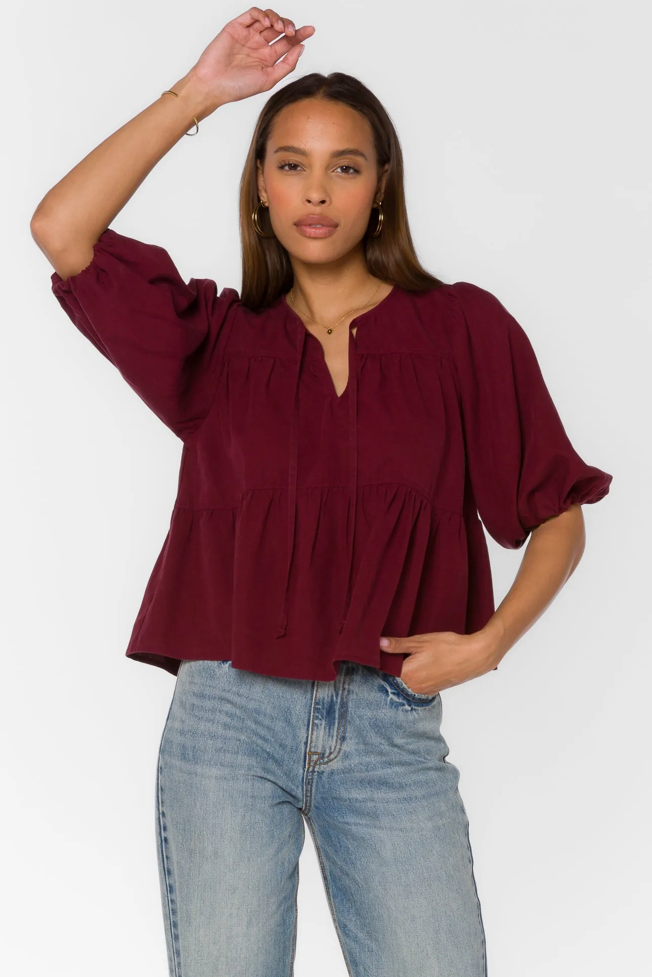 Ferlita Burgundy Top sold by Velvet Heart