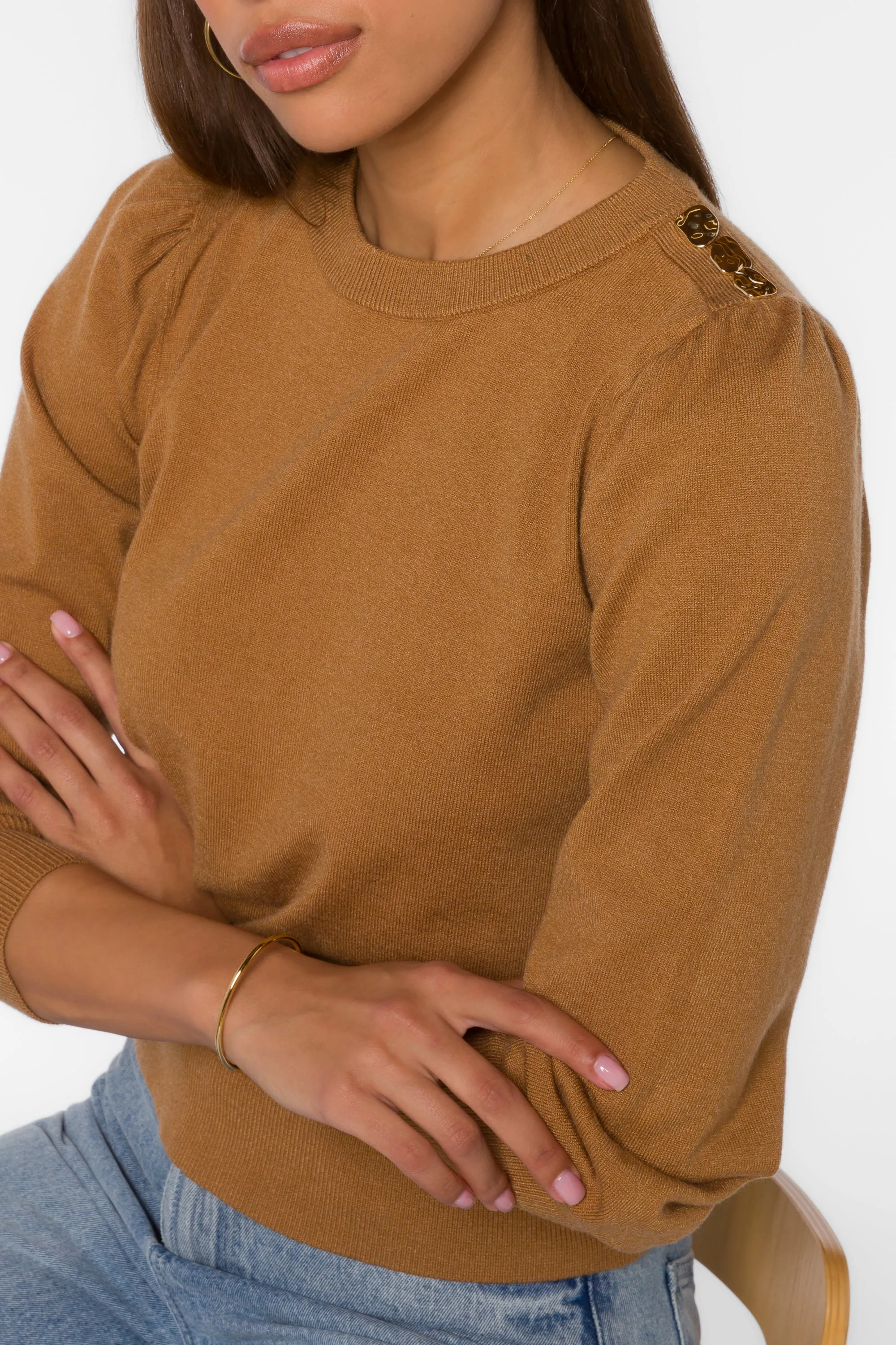 Taffy Burlap Gold Button Sweater sold by Velvet Heart product image thumbnail 5