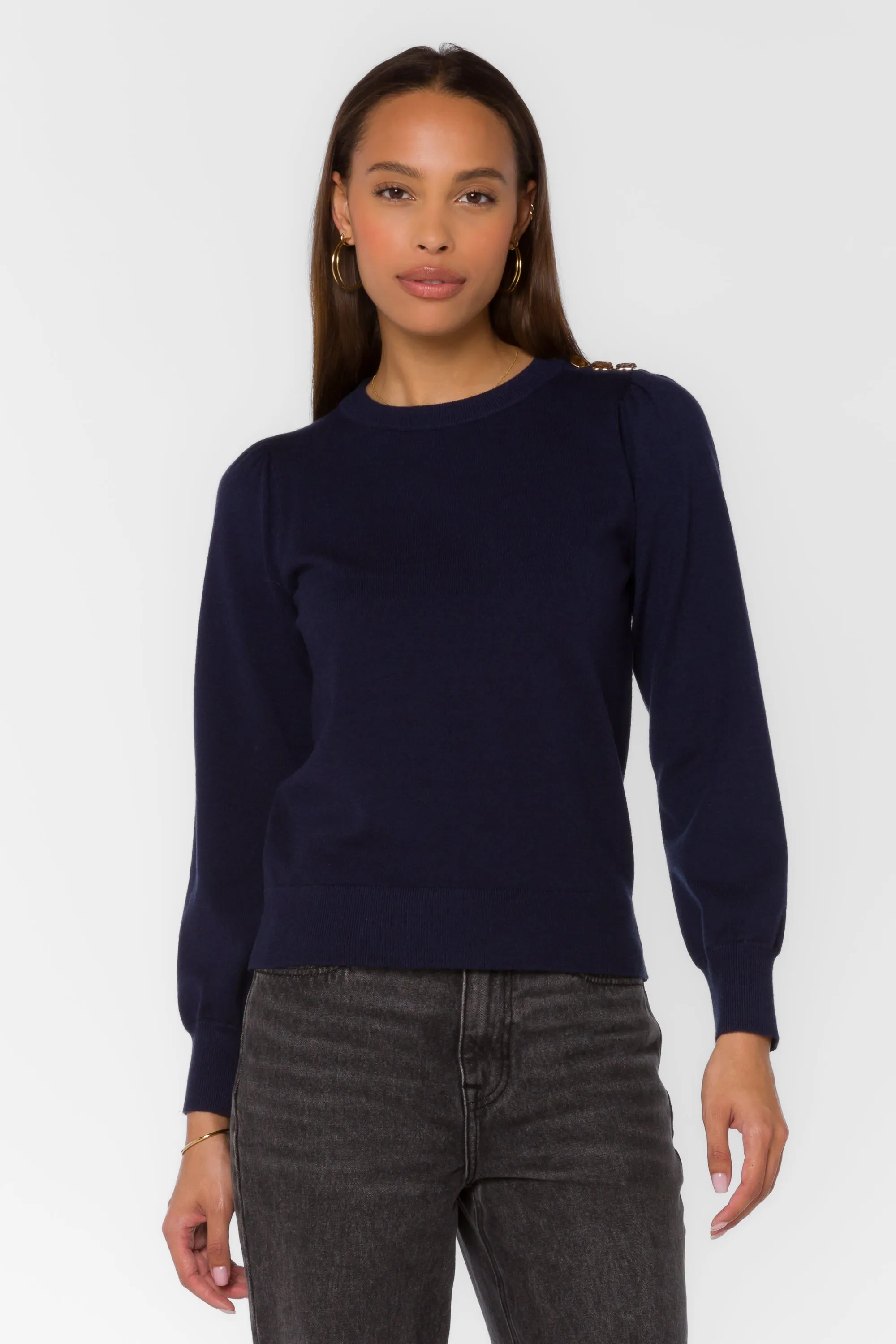 Taffy Navy Gold Button Sweater sold by Velvet Heart product image thumbnail 3