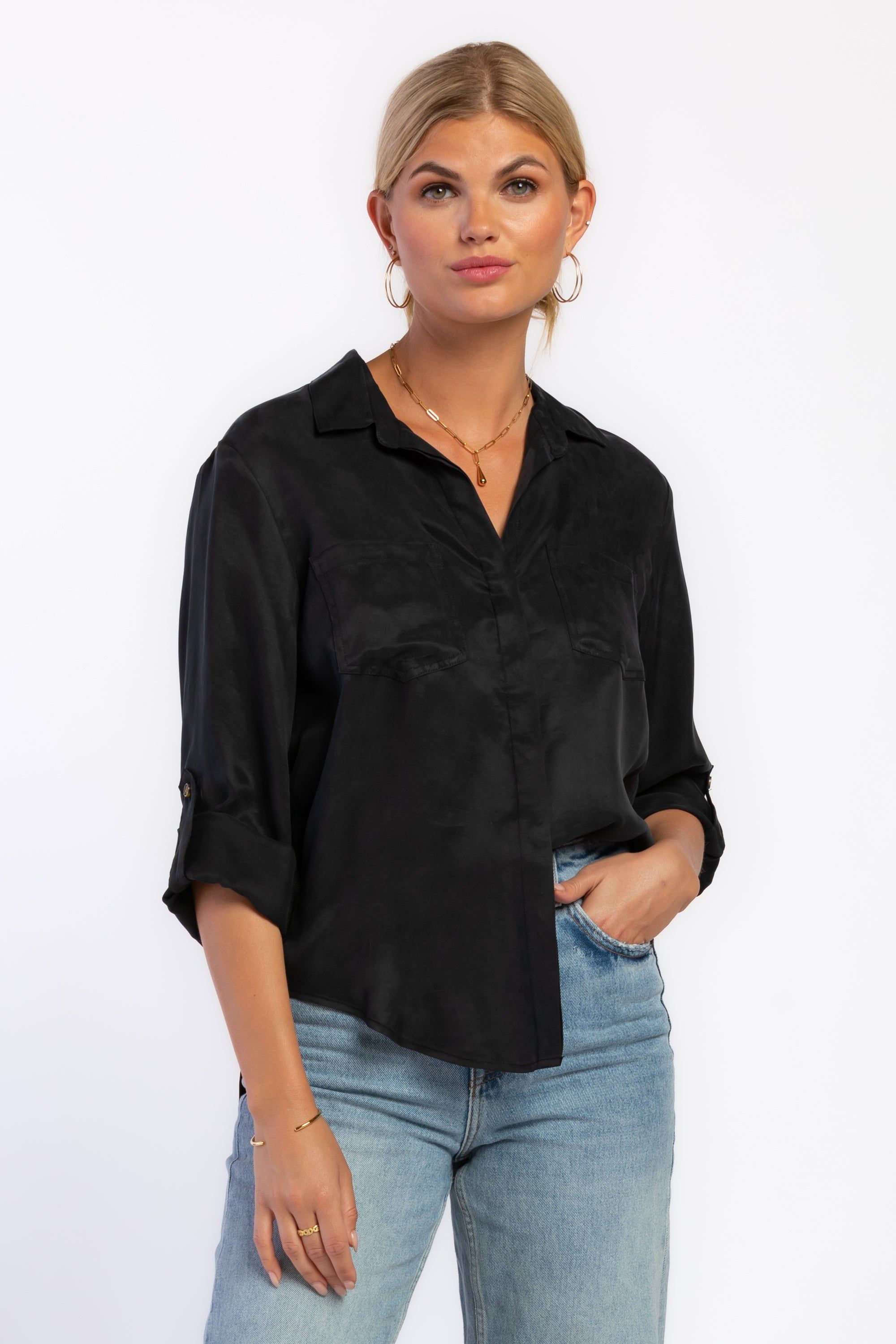 Riley Black Cupro Shirt sold by Velvet Heart product image thumbnail 2