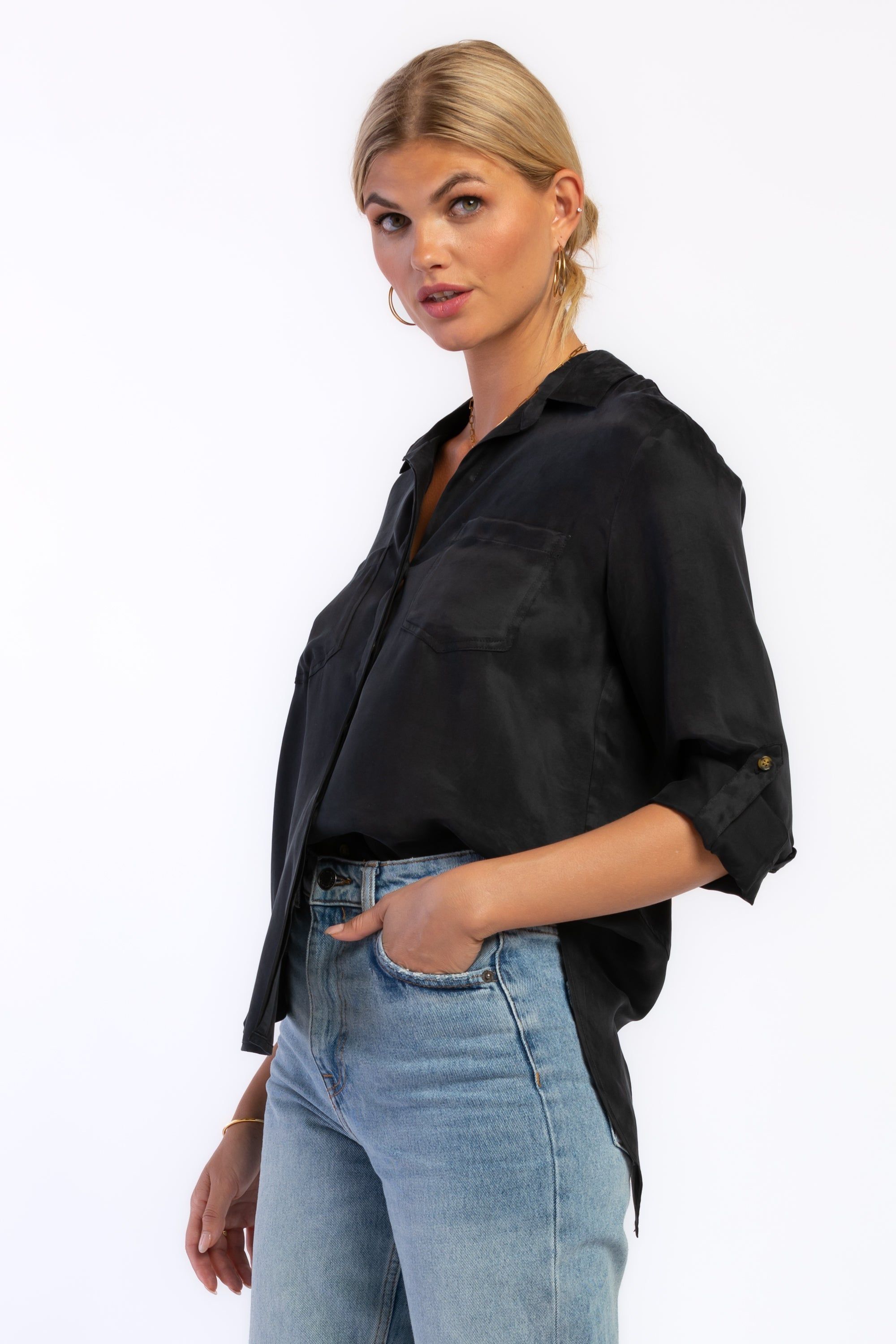 Riley Black Cupro Shirt sold by Velvet Heart product image thumbnail 3