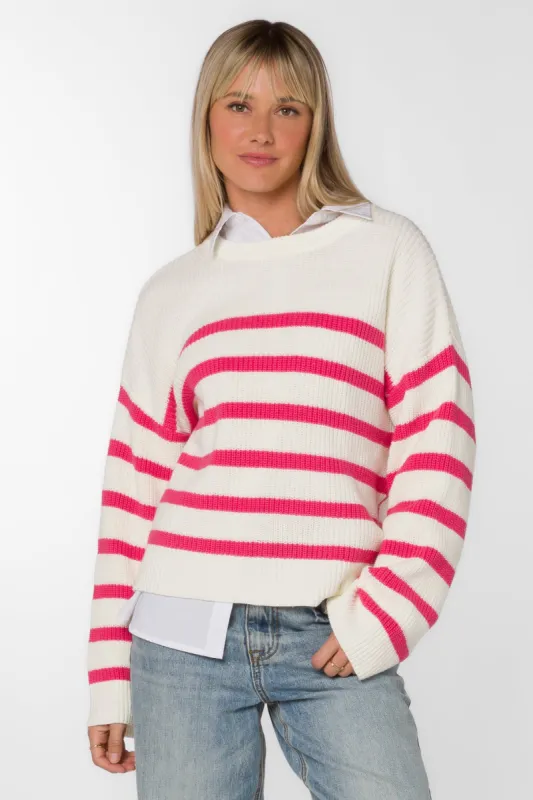 Bridgette Pink Stripe Sweater sold by Velvet Heart