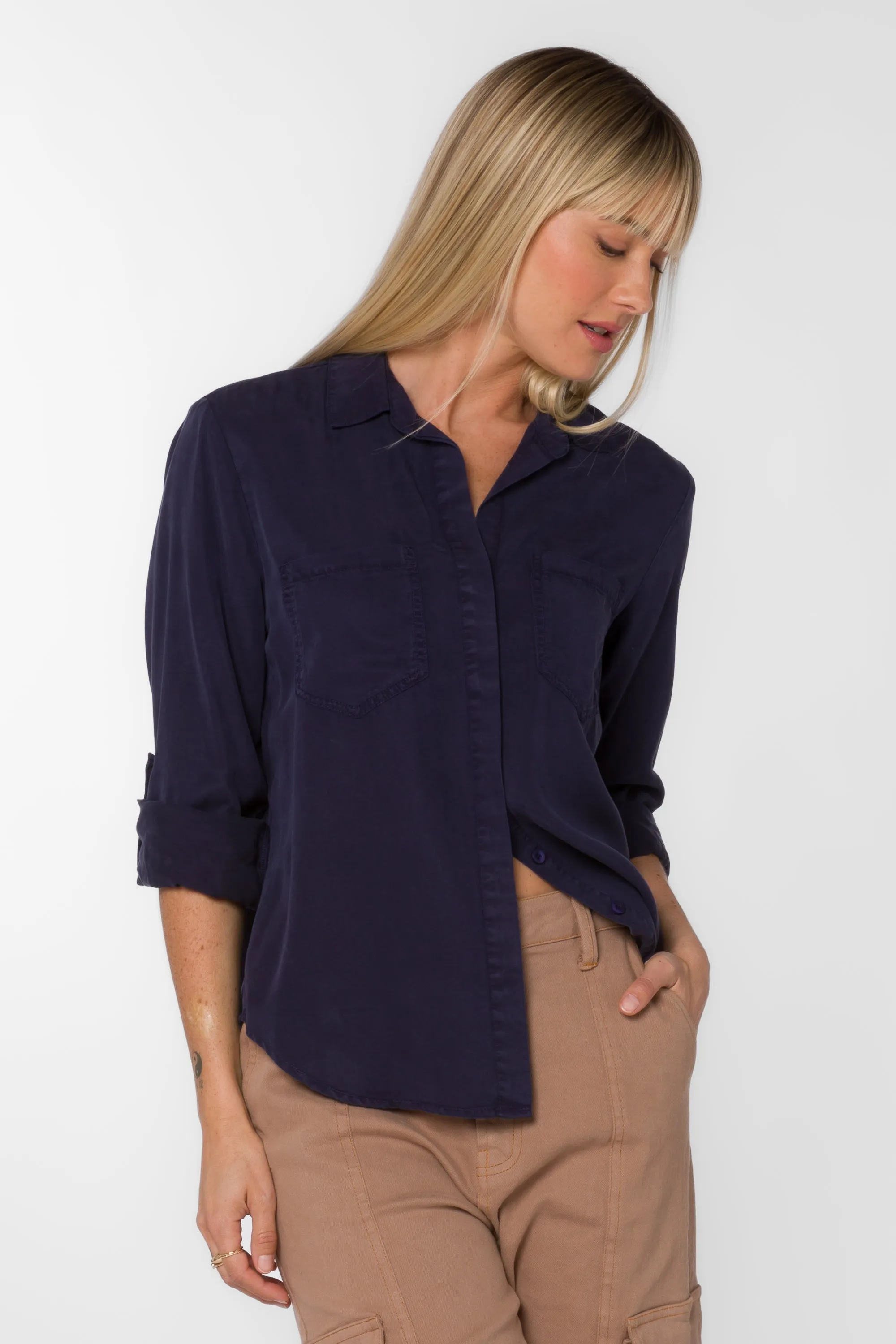 Riley Midnight Navy Shirt sold by Velvet Heart