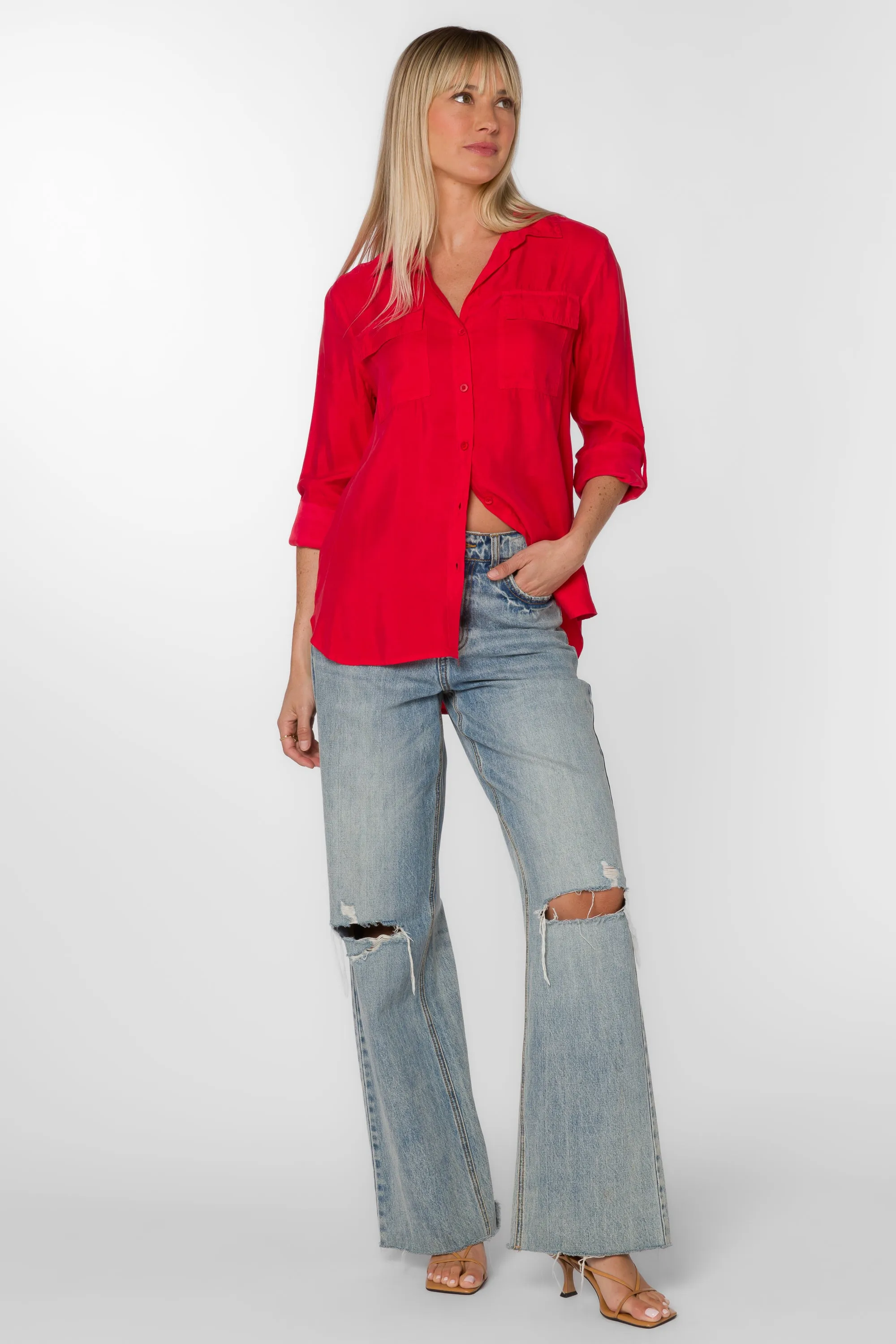 Talma Red Viscose Shirt sold by Velvet Heart product image thumbnail 2