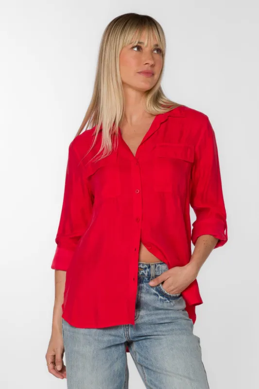 Talma Red Viscose Shirt sold by Velvet Heart