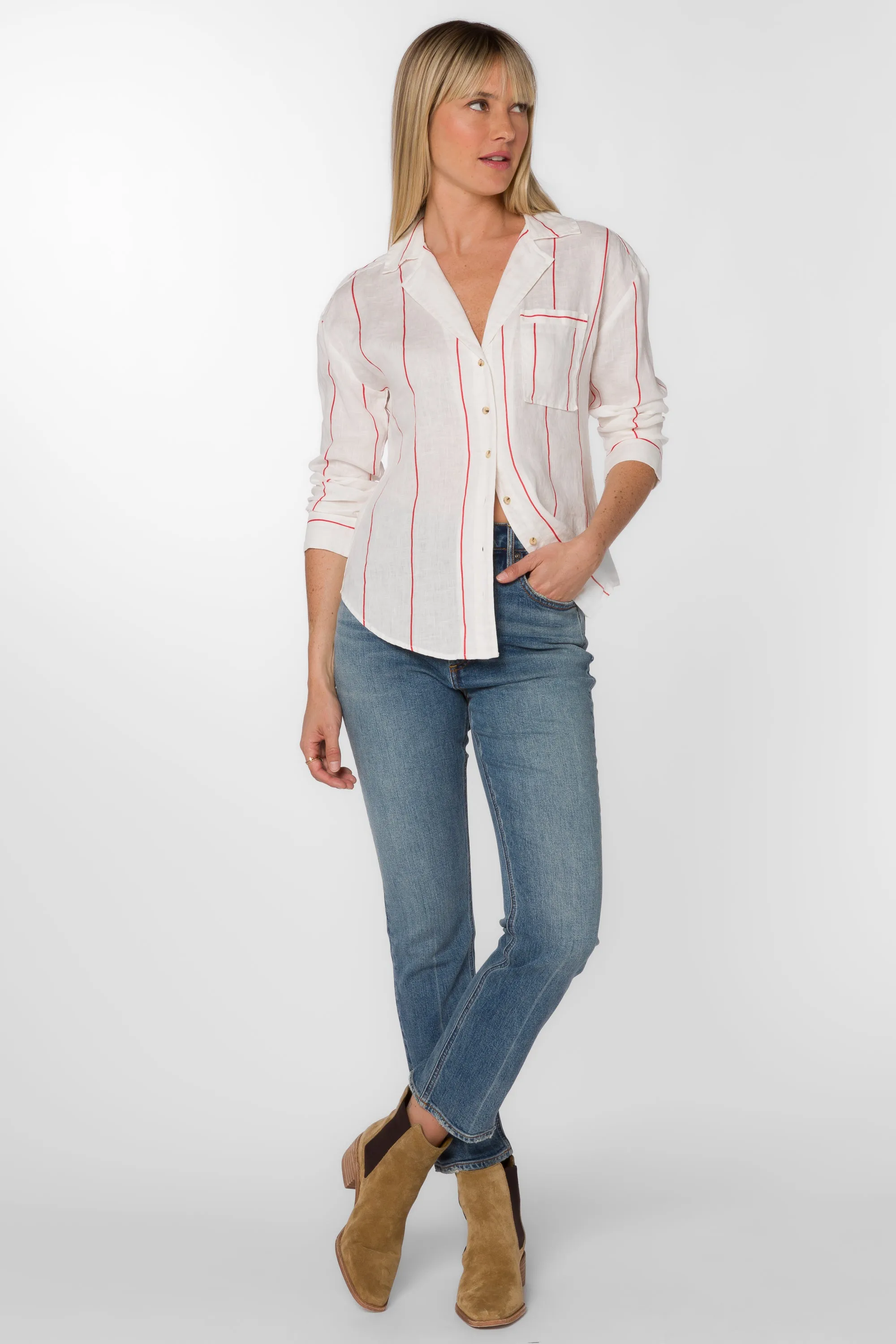 Lyla White Red Stripe Shirt sold by Velvet Heart product image thumbnail 2