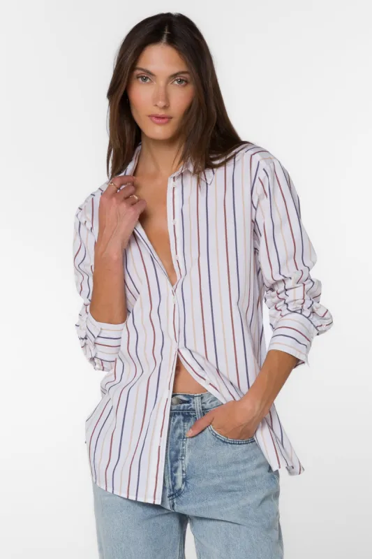 Westerly Dusk Blue Stripe Shirt sold by Velvet Heart