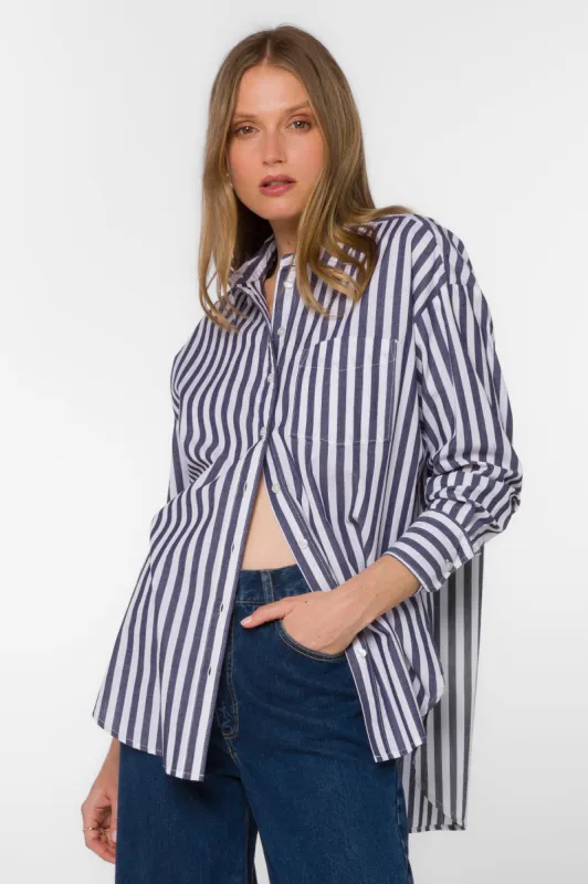 Waylon Navy Stripe Shirt sold by Velvet Heart