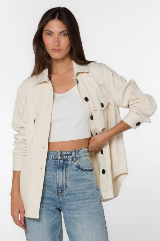 Austin Ecru Shacket sold by Velvet Heart