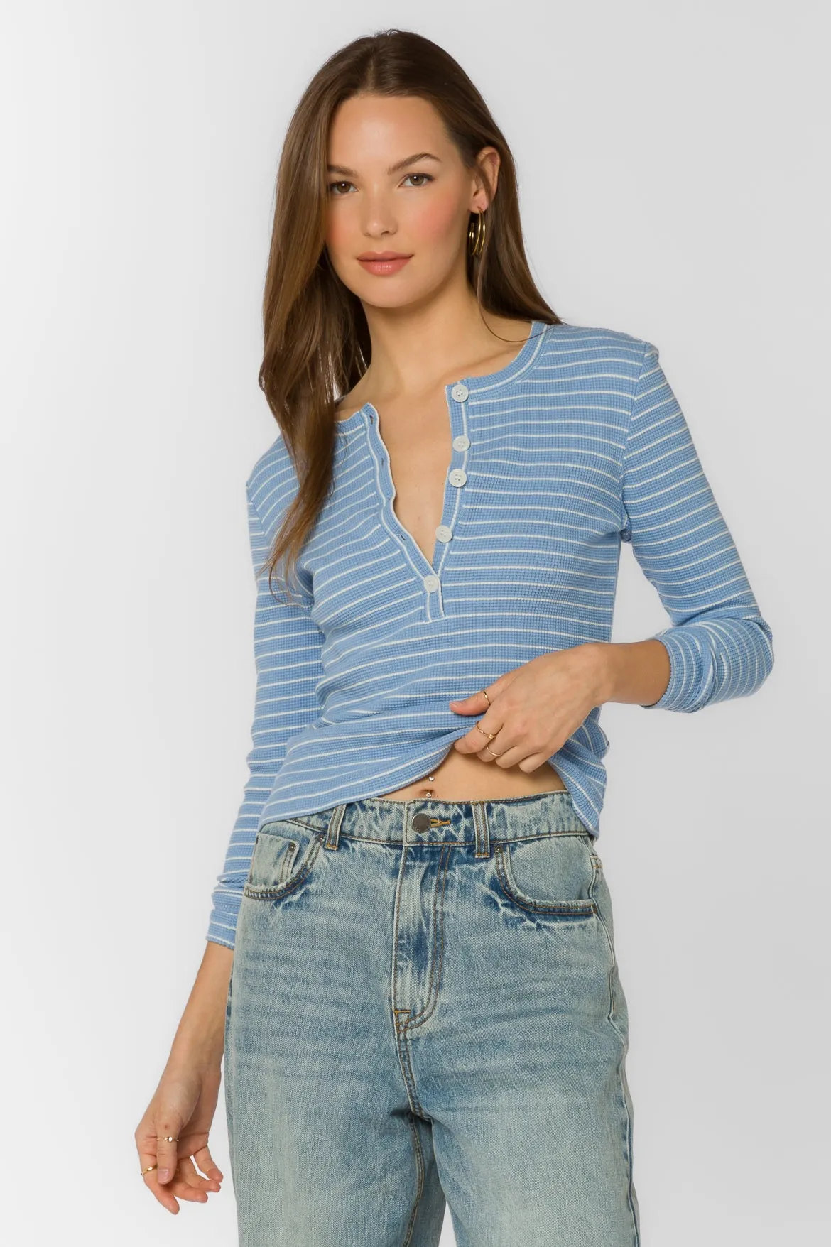 Beasley Periwinkle Stripe Tee sold by Velvet Heart