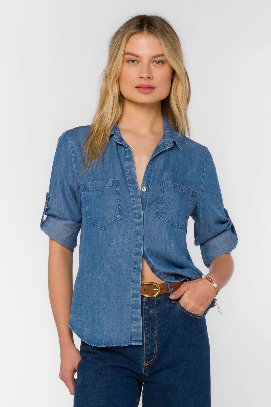 Riley Grecian Blue Shirt sold by Velvet Heart