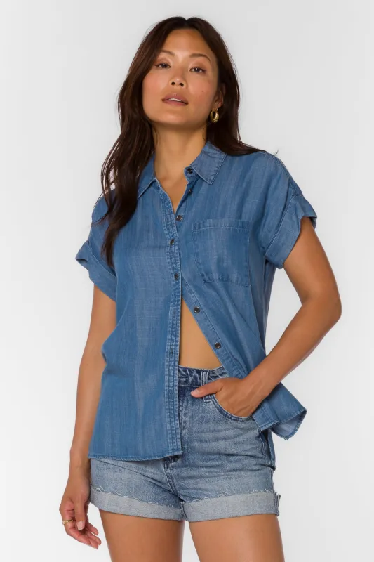 Edison Venice Sky Shirt made by Velvet Heart