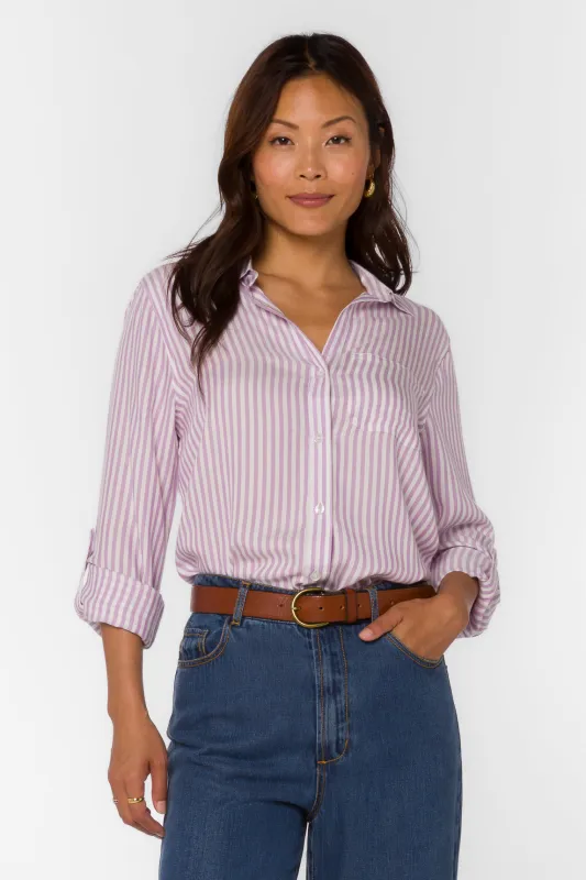 Elisa Lavender Striped Shirt sold by Velvet Heart