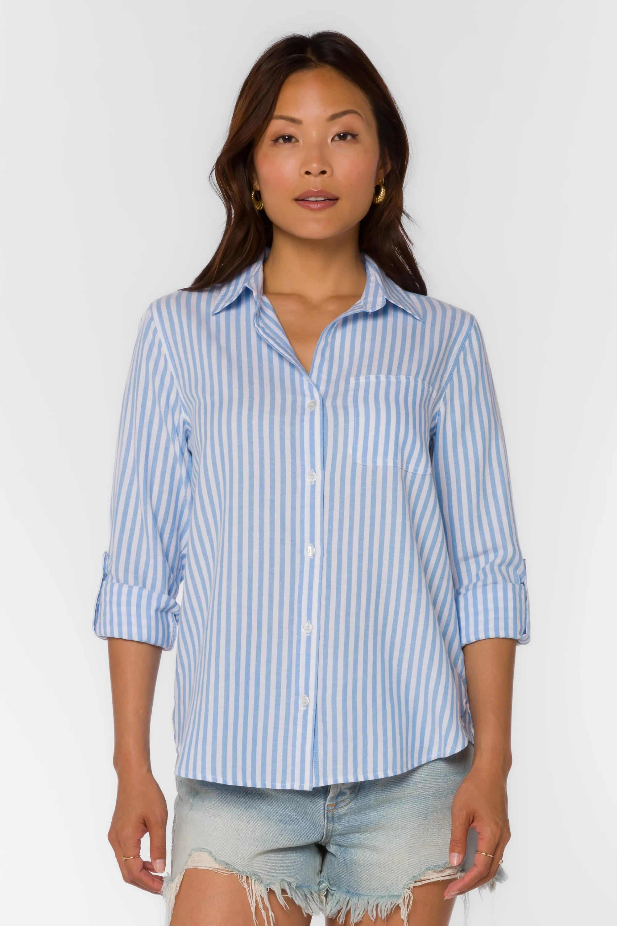 Elisa White Blue Stripe Shirt sold by Velvet Heart product image thumbnail 3