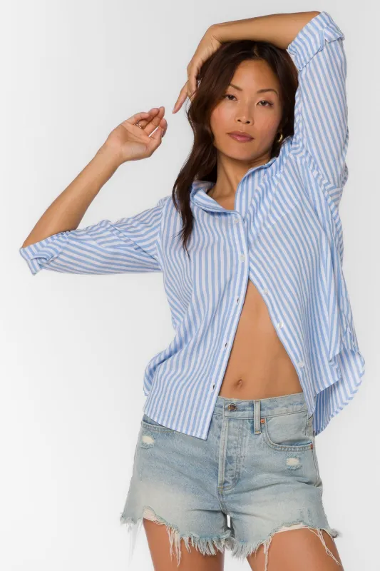 Elisa White Blue Stripe Shirt sold by Velvet Heart