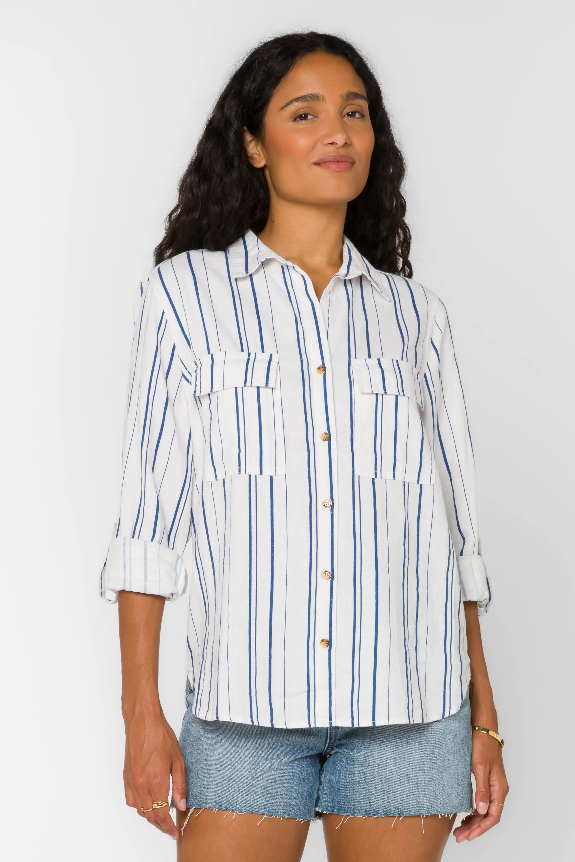 Talma Navy Stripe Shirt sold by Velvet Heart product image thumbnail 3