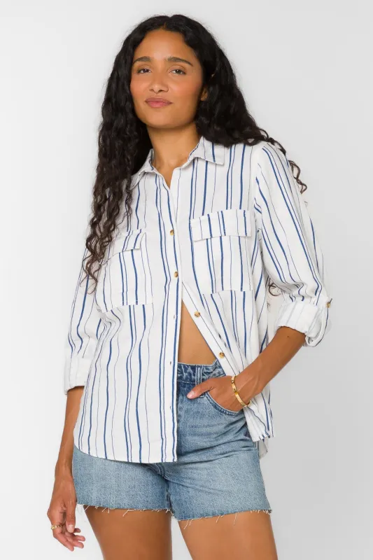 Talma Navy Stripe Shirt sold by Velvet Heart