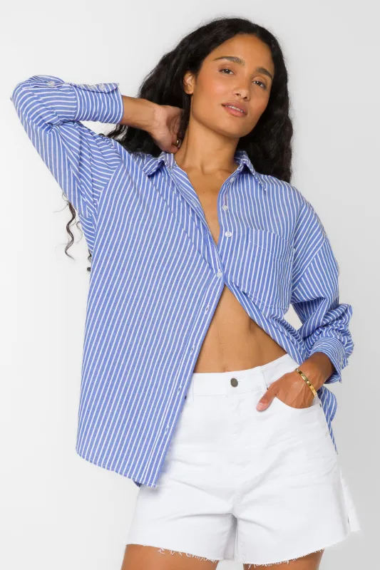 Waylon Blue White Stripe Shirt sold by Velvet Heart