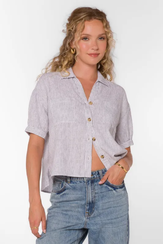 Selena Black Stripe Shirt sold by Velvet Heart