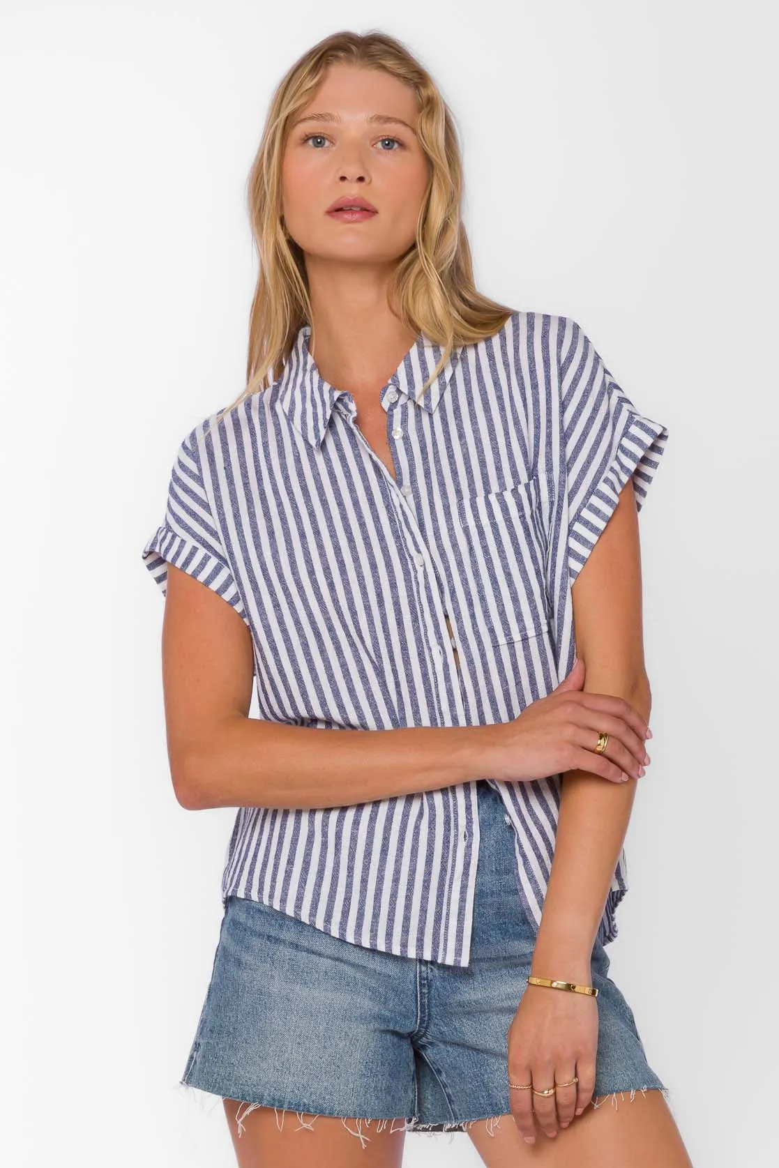 Kirsty Blue Stripe Shirt sold by Velvet Heart