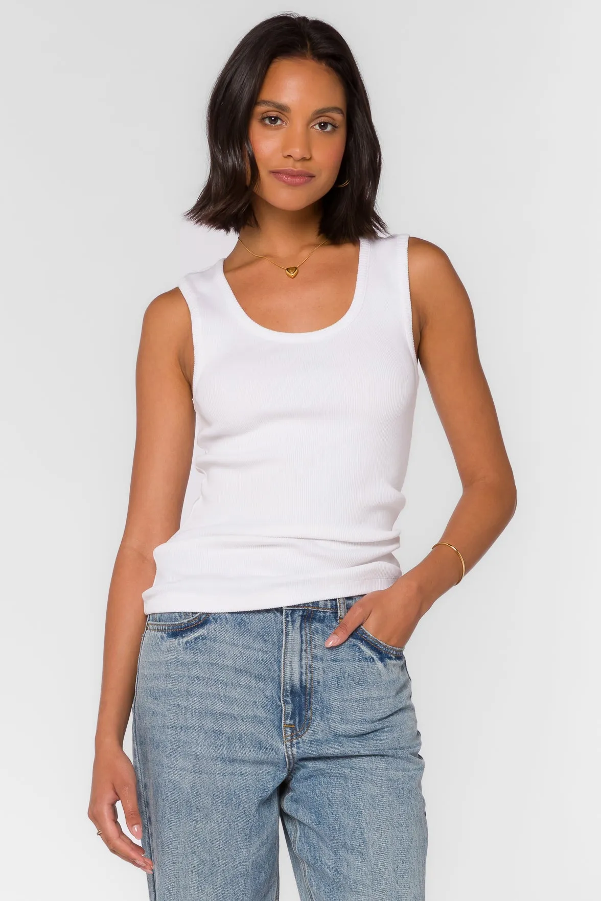 Larisa Optic White Tank sold by Velvet Heart