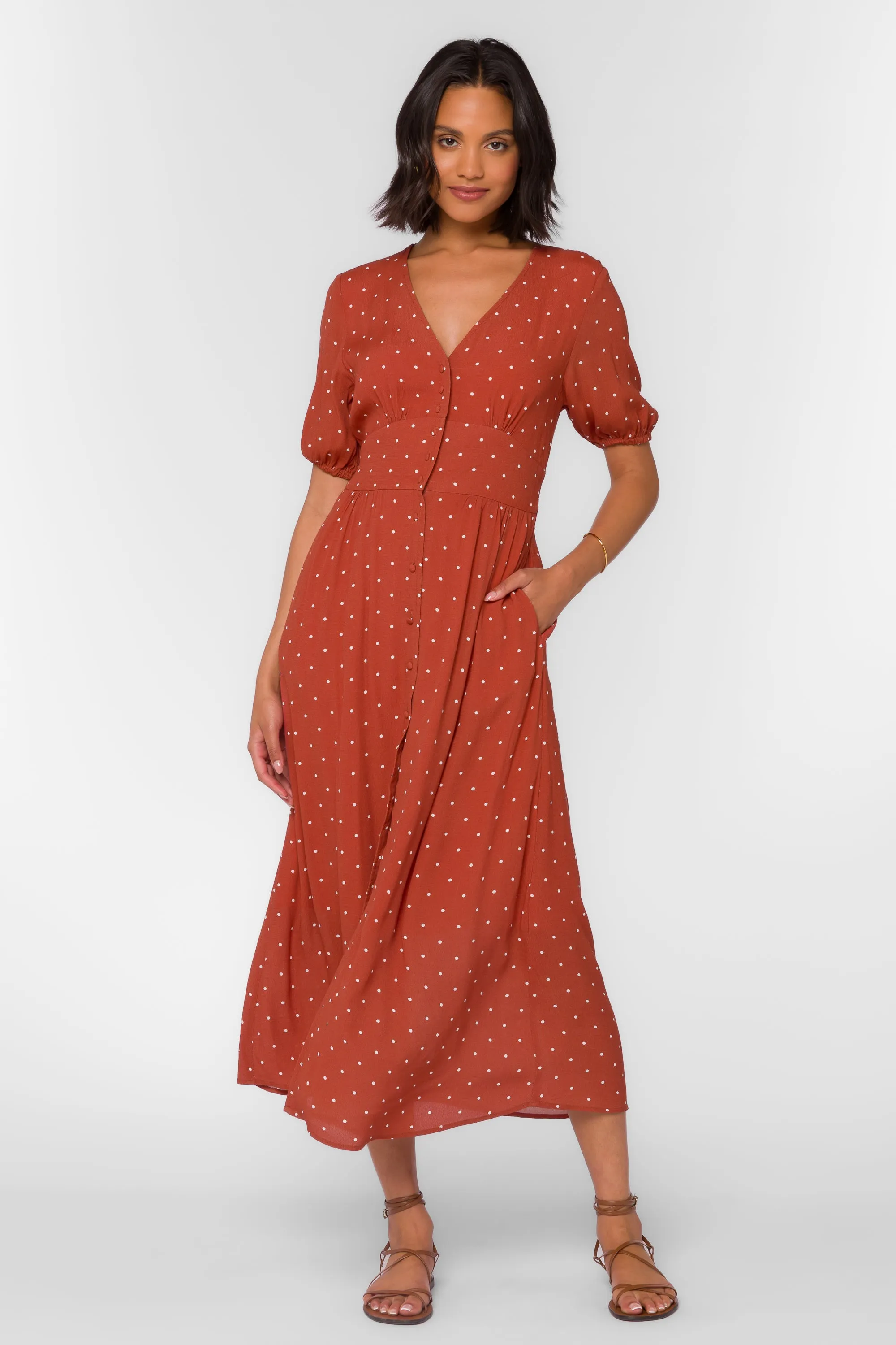 Livana Red Dotted Dress sold by Velvet Heart