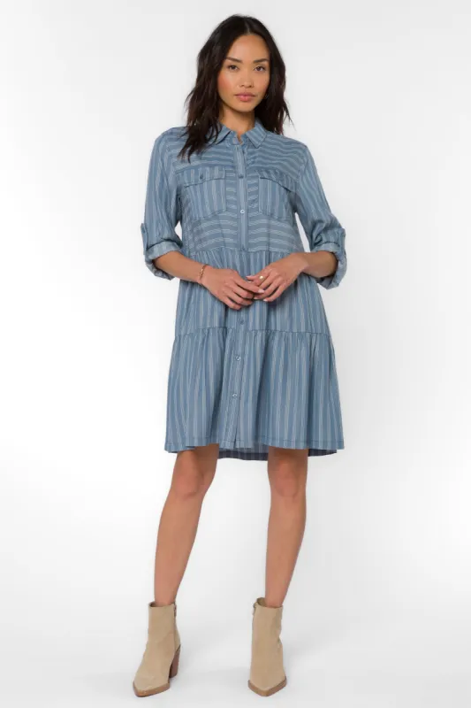 Bree Blue Spruce Stripe Dress sold by Velvet Heart