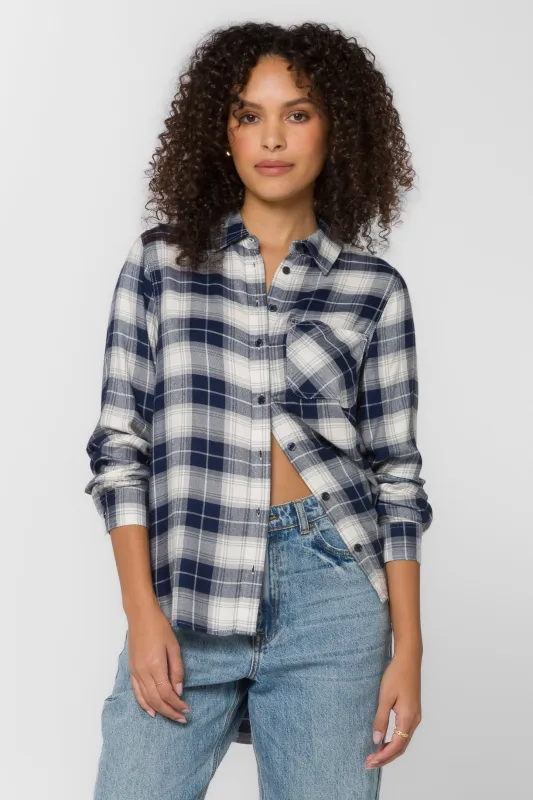 Bennett Blue Plaid Shirt sold by Velvet Heart